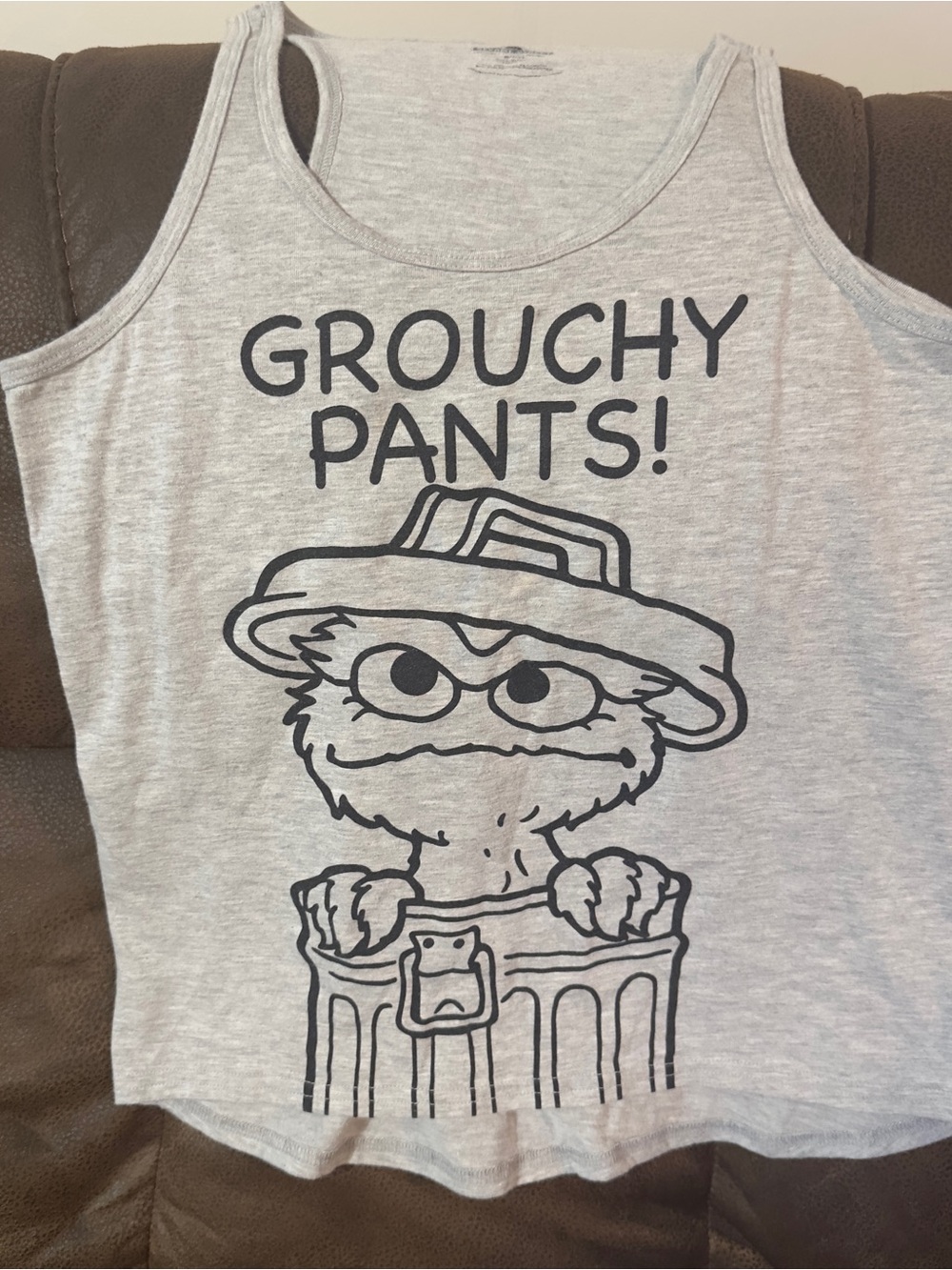 Sesame Street Grey 'Grouchy Tank Top!' Kids Tank Top